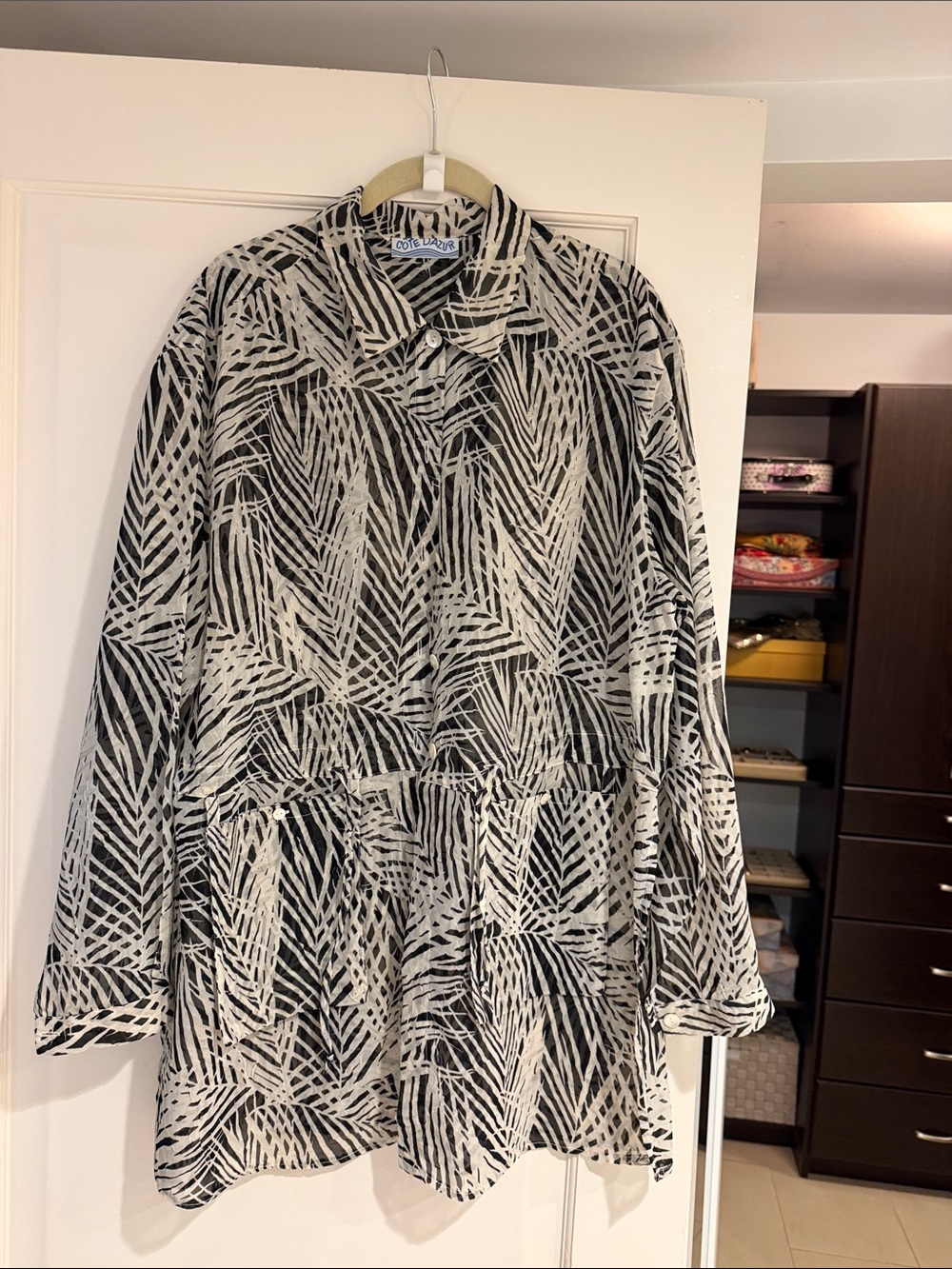 Black & White Long Sleeve Shirt Dress